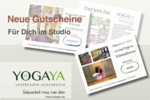 Gutscheine für Yoga und Thai Massage können im Studio bei YogaYa erworben werden